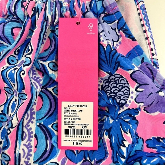 Lilly Pulitzer Bingham Halter Midi Dress soleil Pink Palm Tropical Resort XXS - Picture 11 of 12